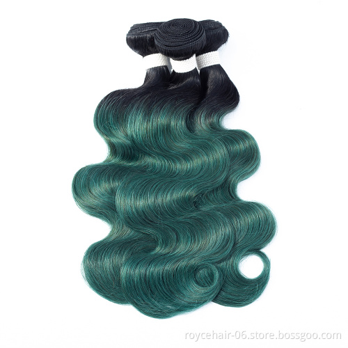 High quality  10A Mink Brazilian Virgin Hair Body Wave  Bundles Ombre Colors Human hair Body wave Curly bundles  1B Green